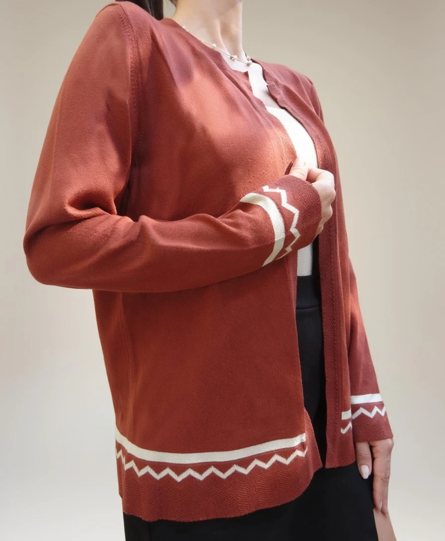 Bordo Desenli Hırka 