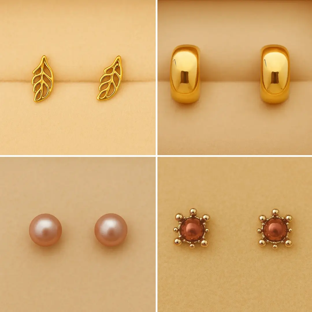 Altın Renk & Bronz 4’lü Küpe Seti