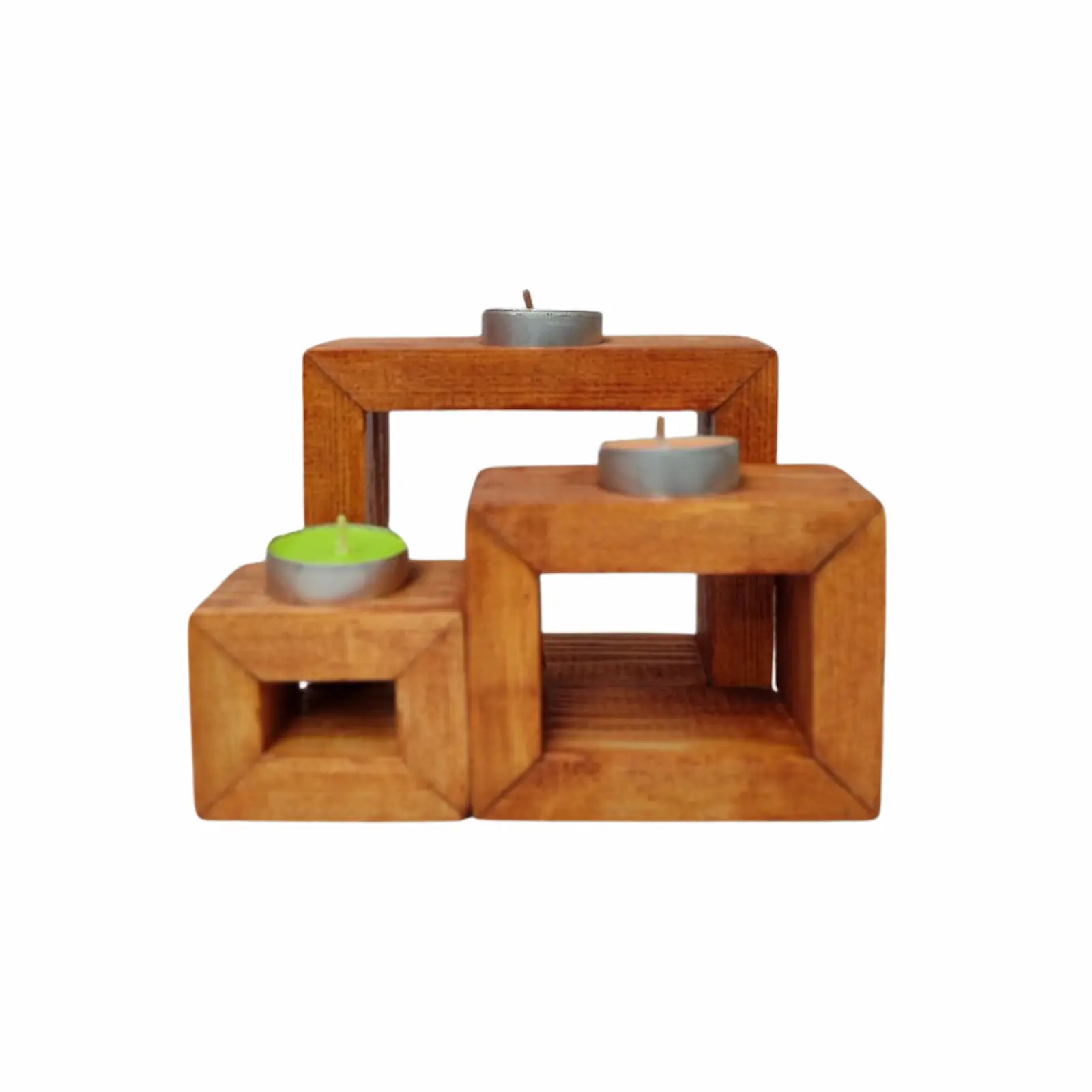 3’lü Ahşap Mumluk Seti
