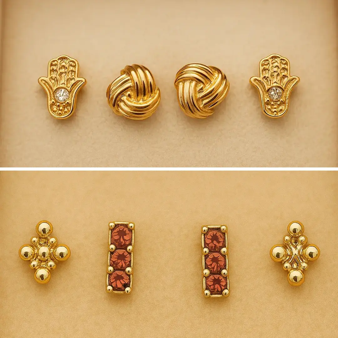 4’lü Altın Renk Küpe Seti