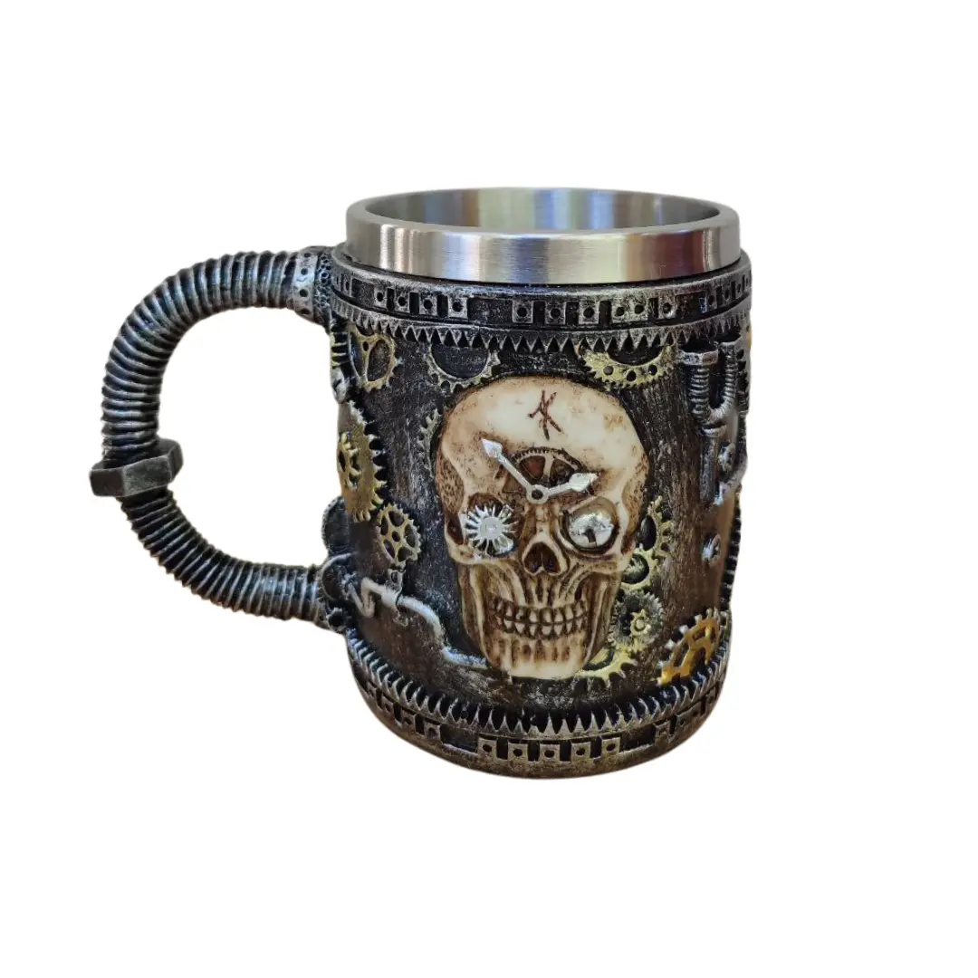 Steampunk Kafatası Tasarımlı Kupa Bardak