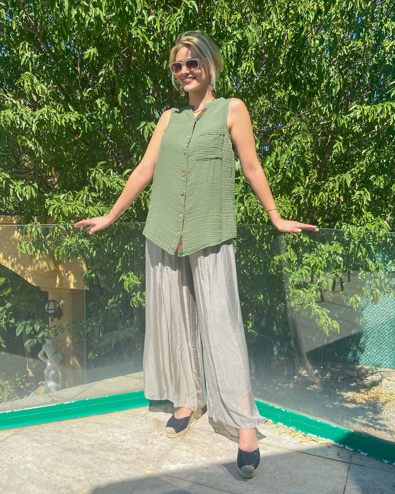 Bej İtalyan İpek Pantolon