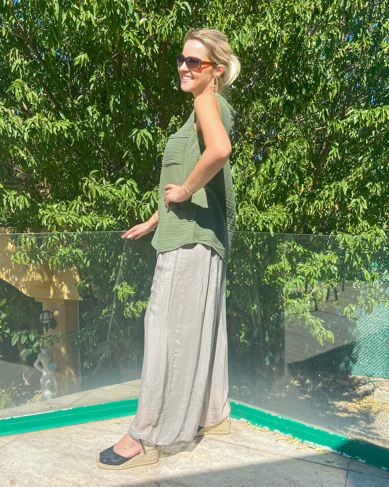 Bej İtalyan İpek Pantolon