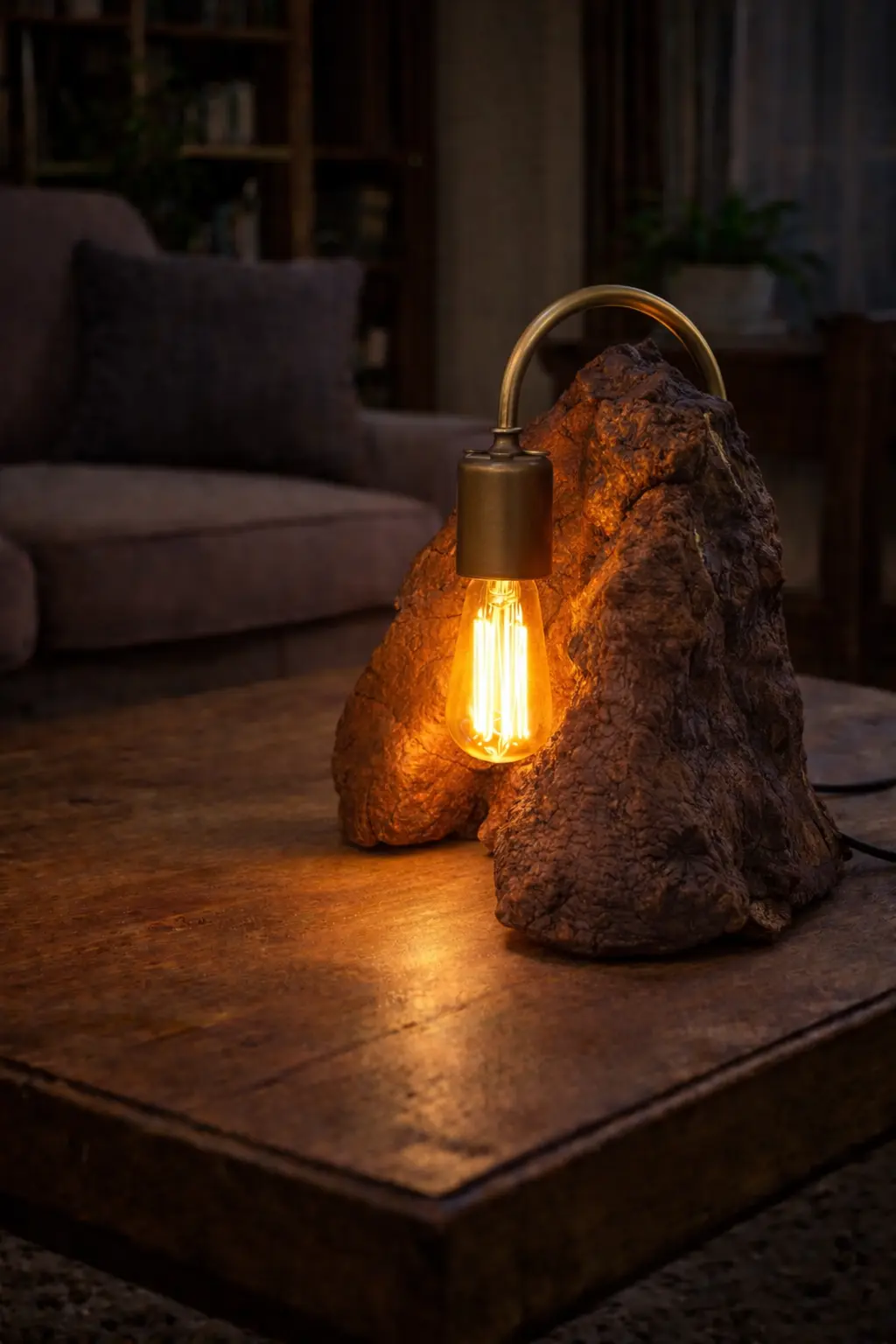 Doğal Ahşap Masa Lambası