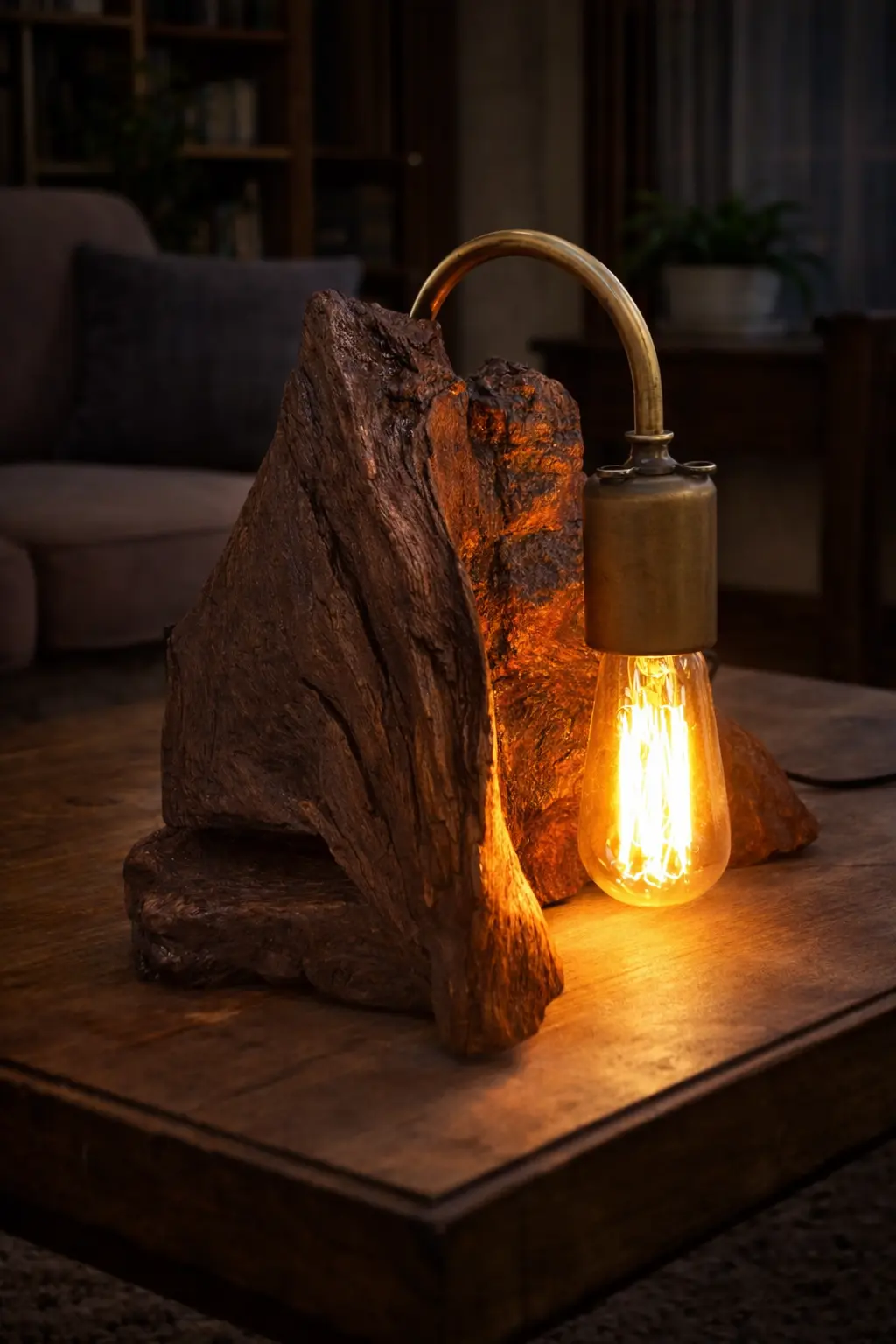 Doğal Ahşap Masa Lambası