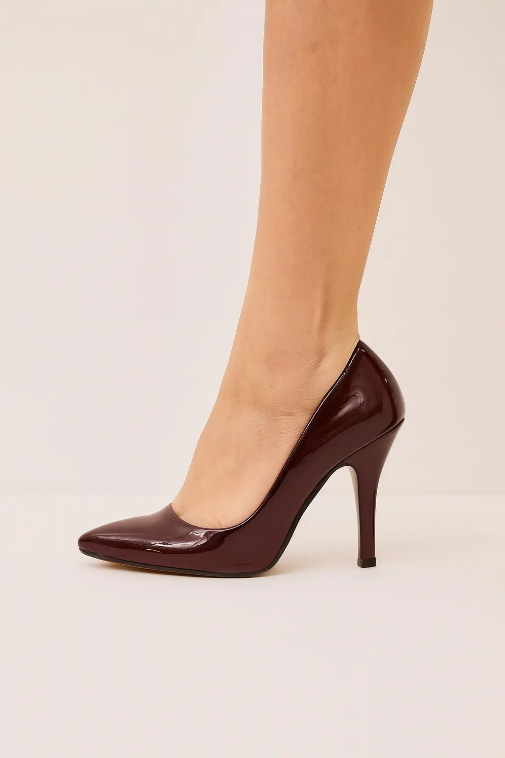 Bordo Rugan Stiletto Topuklu Ayakkabı