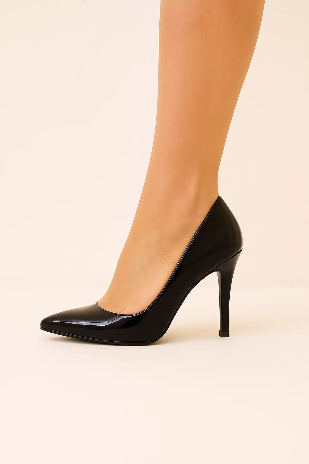 Siyah Rugan İnce Topuklu Stiletto