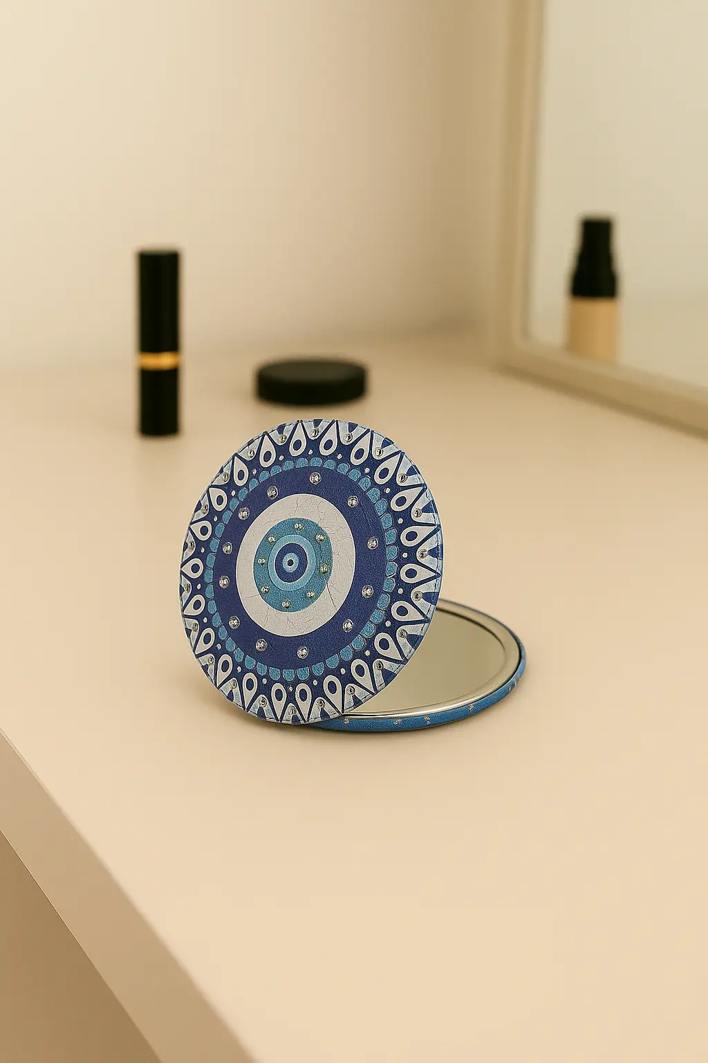 Nazar Boncuklu Mavi El Aynası