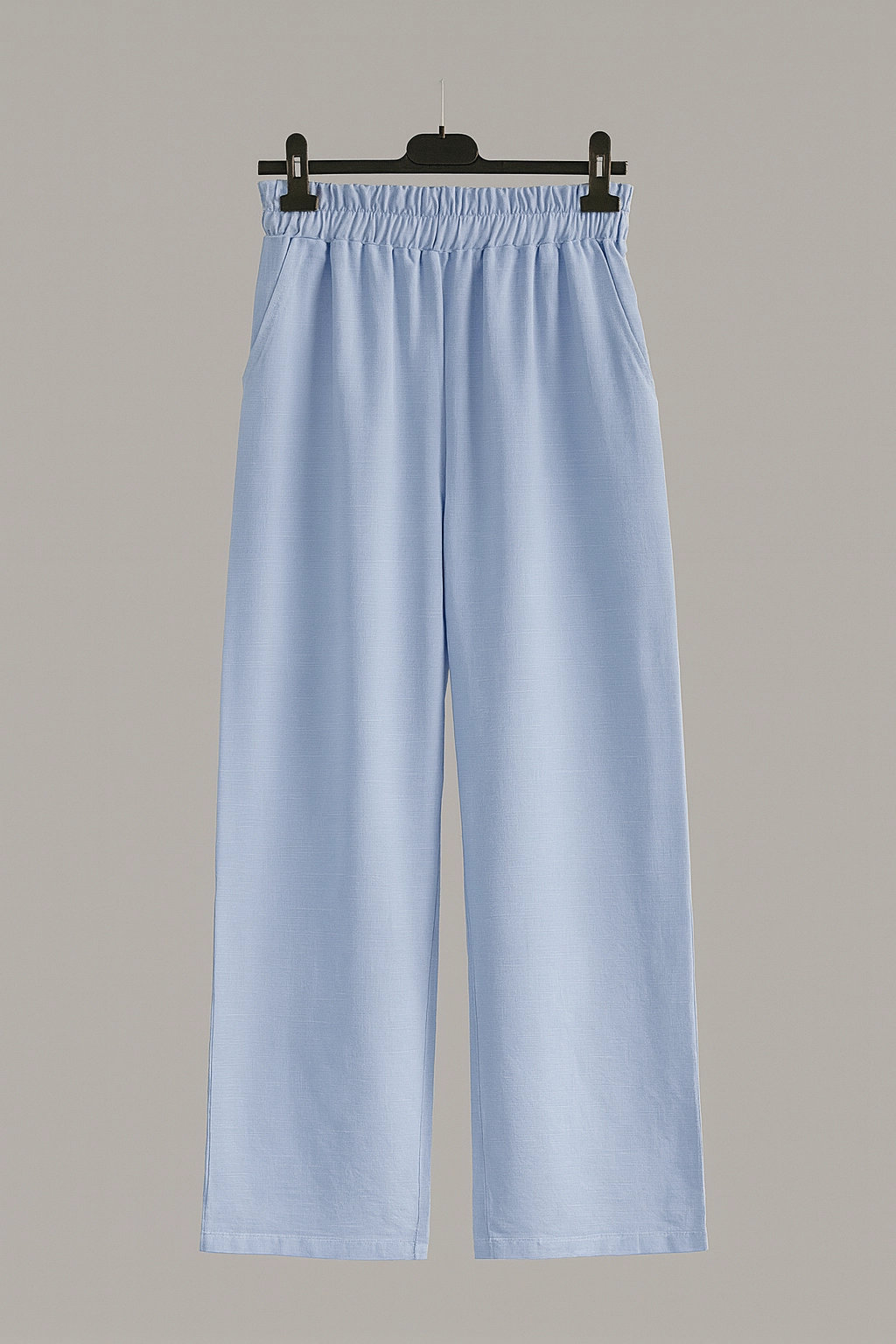 Mavi Rahat Kesim Keten Pantolon
