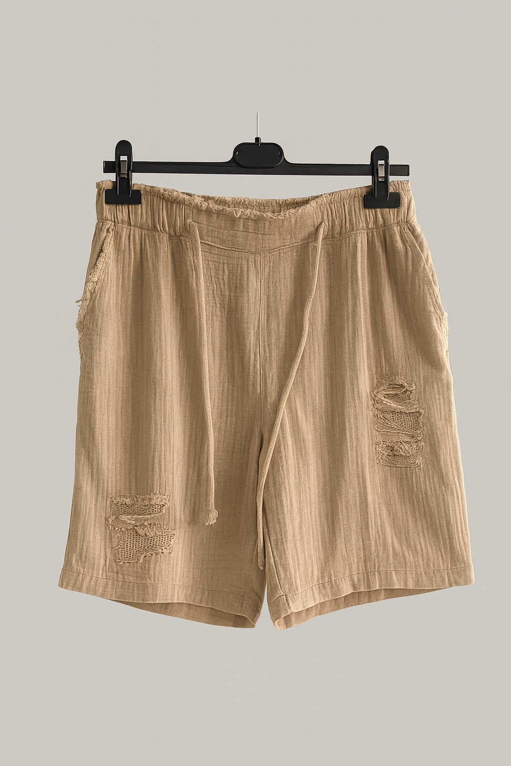 Bej Keten Şort  