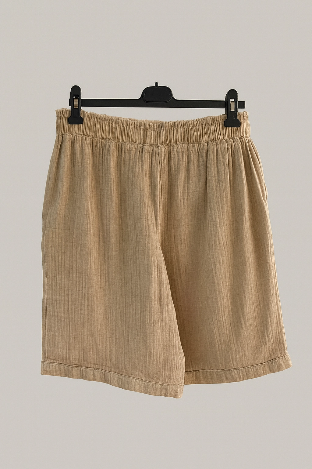 Bej Keten Şort  