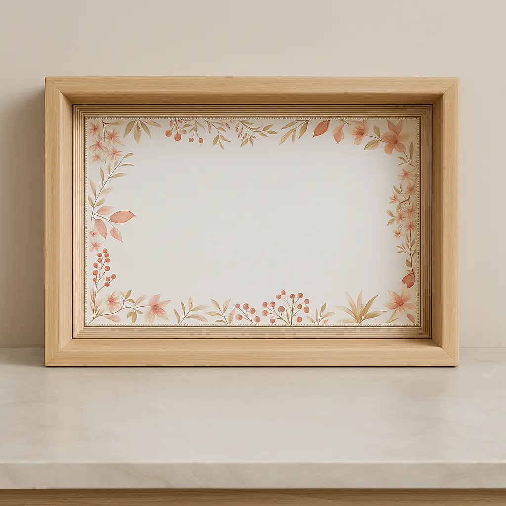 Pastel Çiçek Desenli Ahşap Tepsi