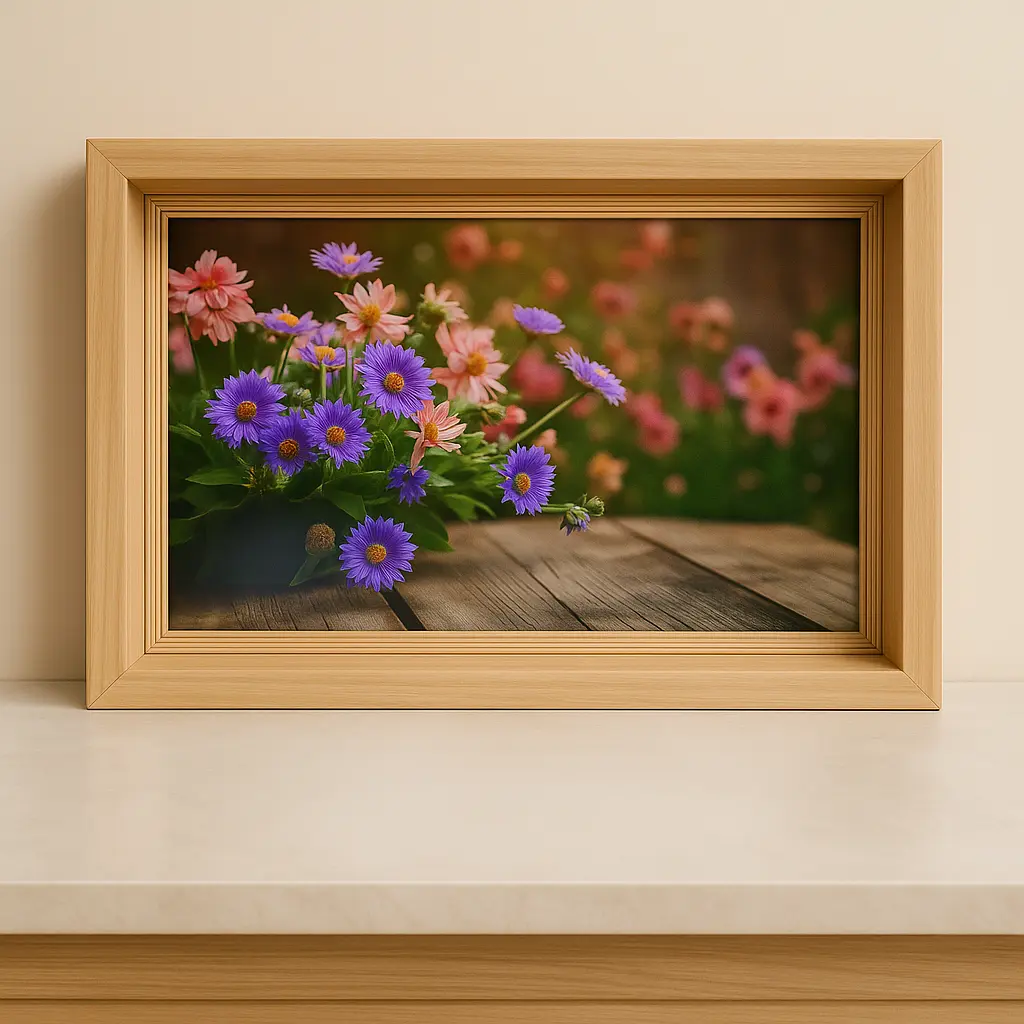 Çiçek Bahçesi Desenli Ahşap Tepsi