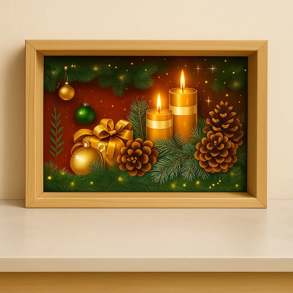 Noel Temalı Ahşap Tepsi