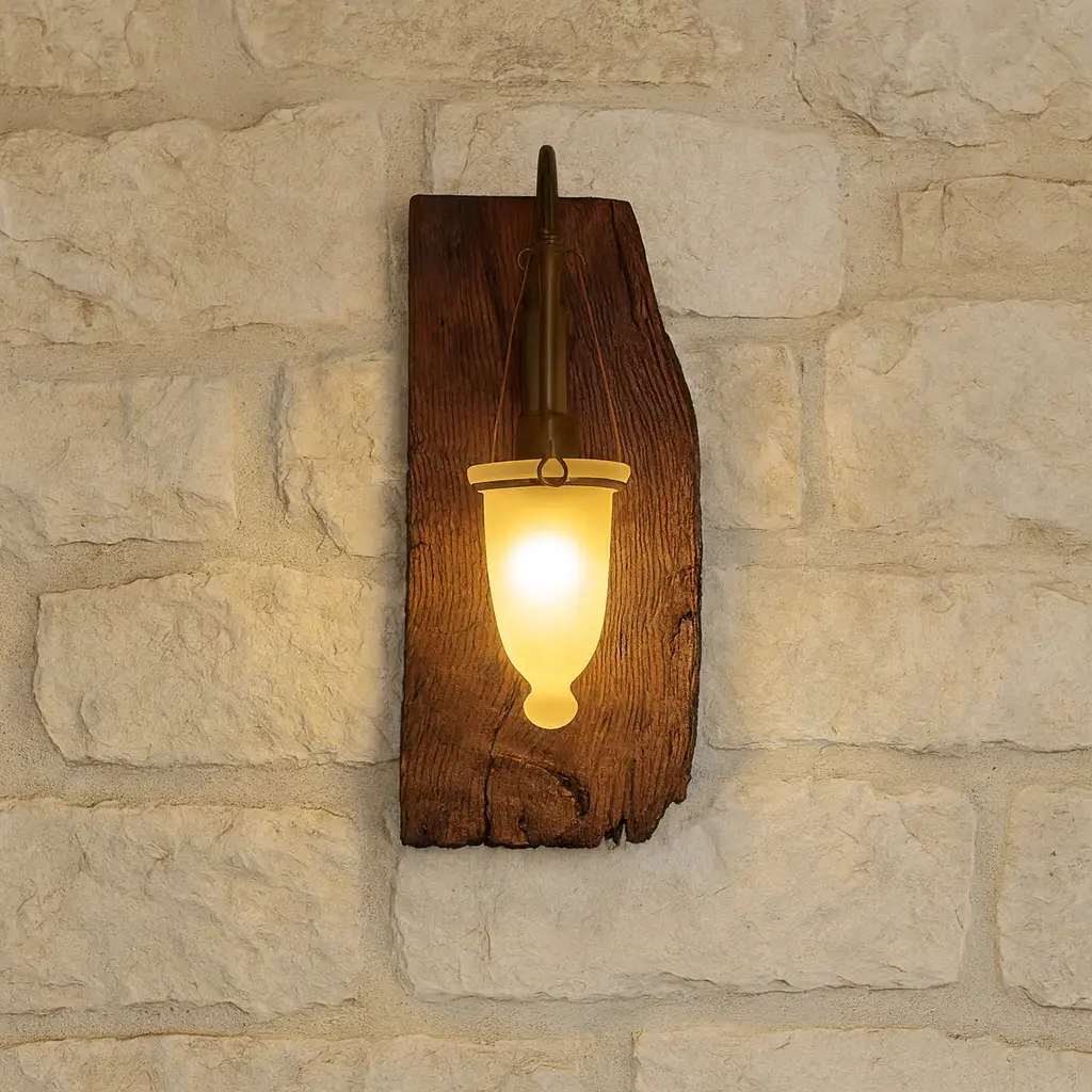 El yapımı Ahşap Aplik Rustik Lamba