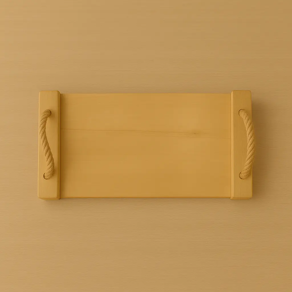 El Yapımı Ahşap İpli Kenarsız Tepsi