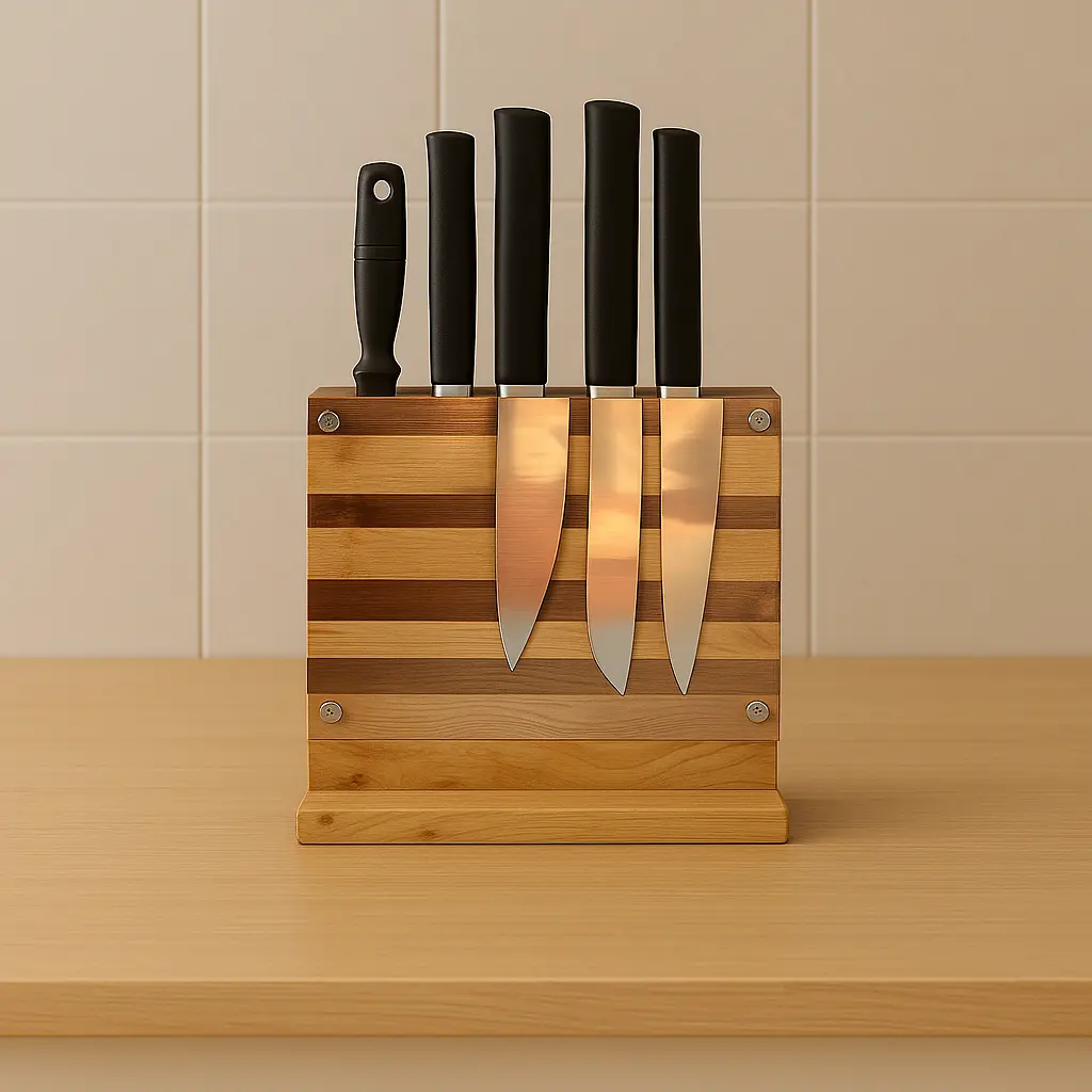 El Yapımı Ahşap Bıçak Standı