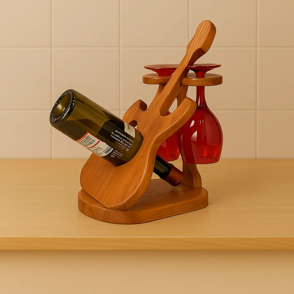 Ahşap El Yapımı Gitar Formlu Şaraplık