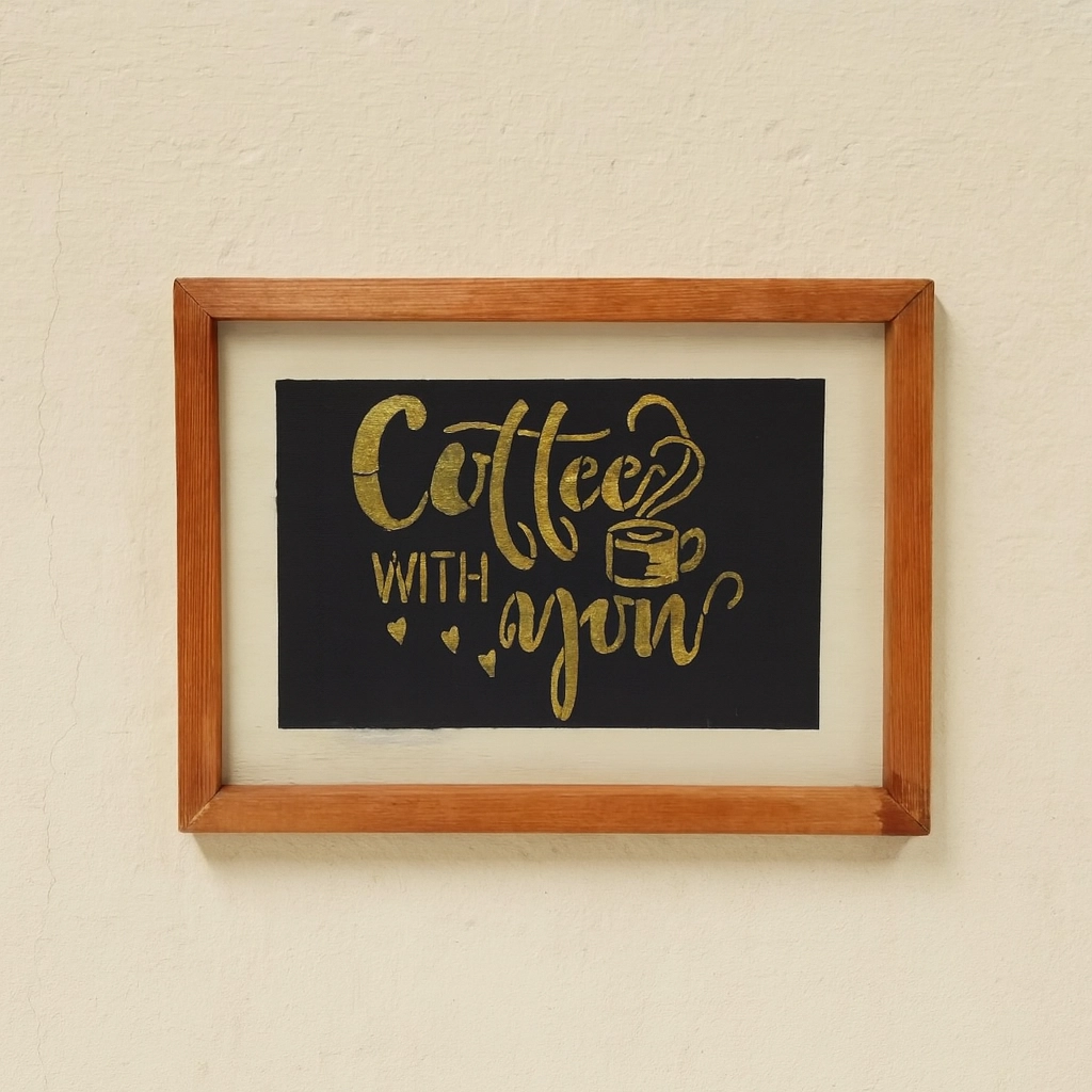 Coffee With You Ahşap Çerçeveli Duvar Tablosu