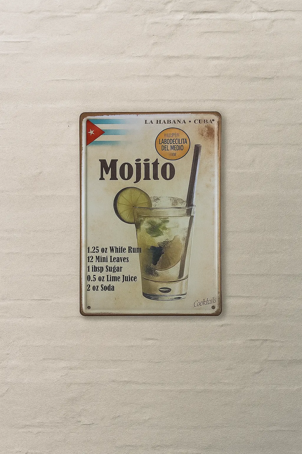 Mojito Detaylı Metal Plaka