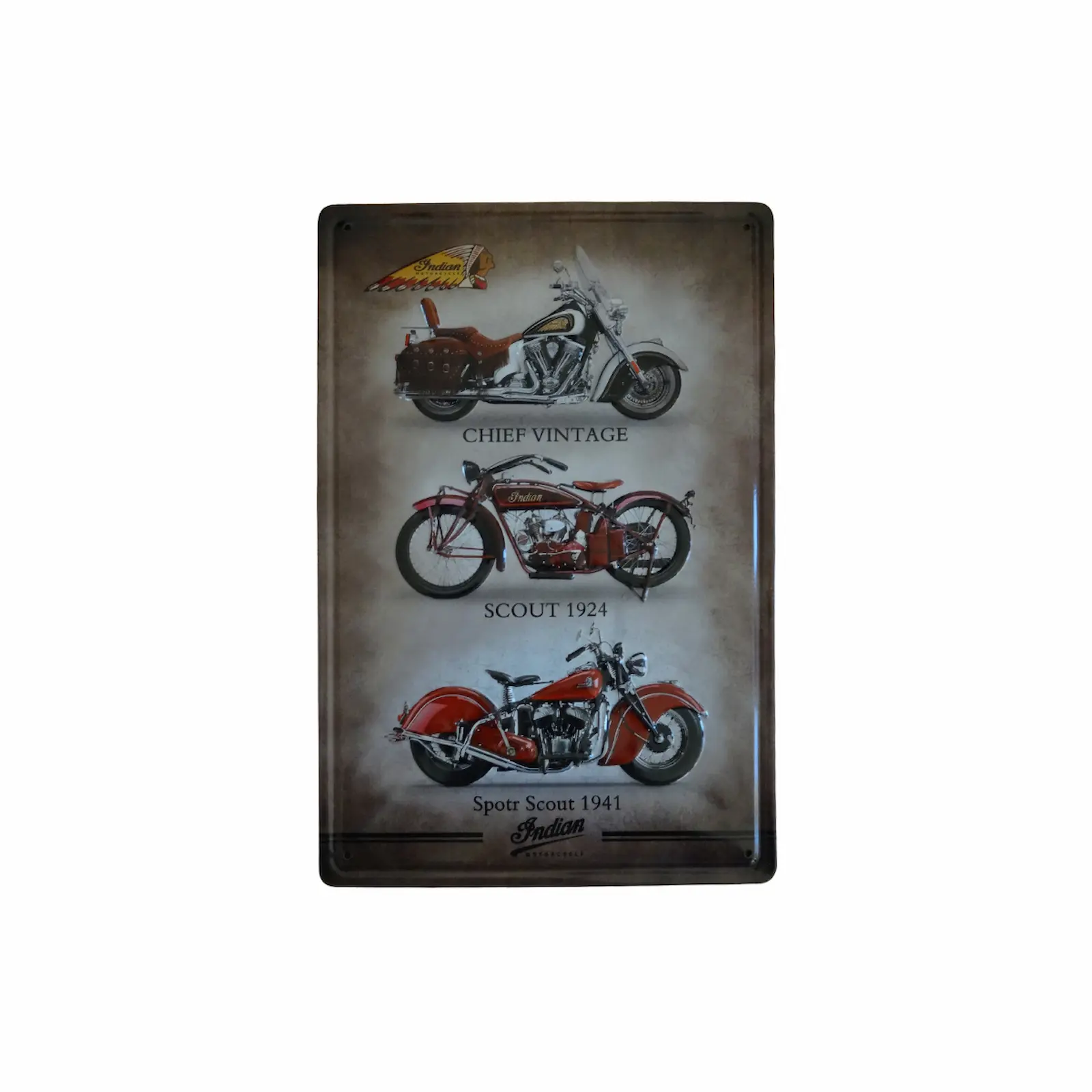 Chief Vintage Motor Detaylı Metal Plaka