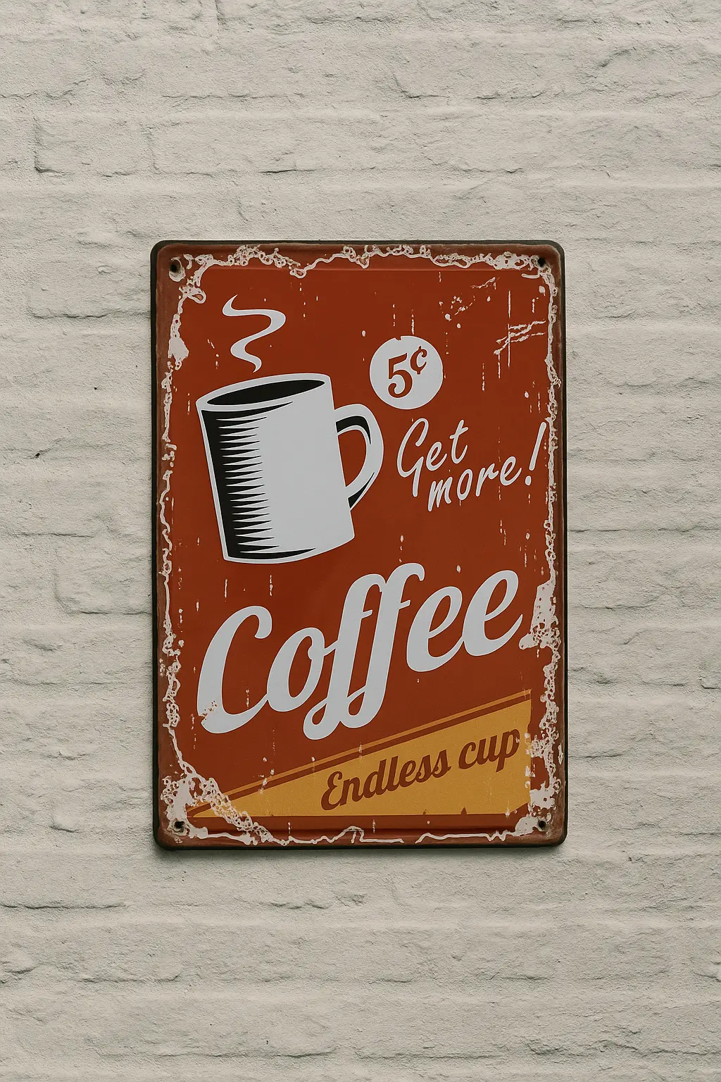 Get More Coffee Yazılı Kırmızı Plaka