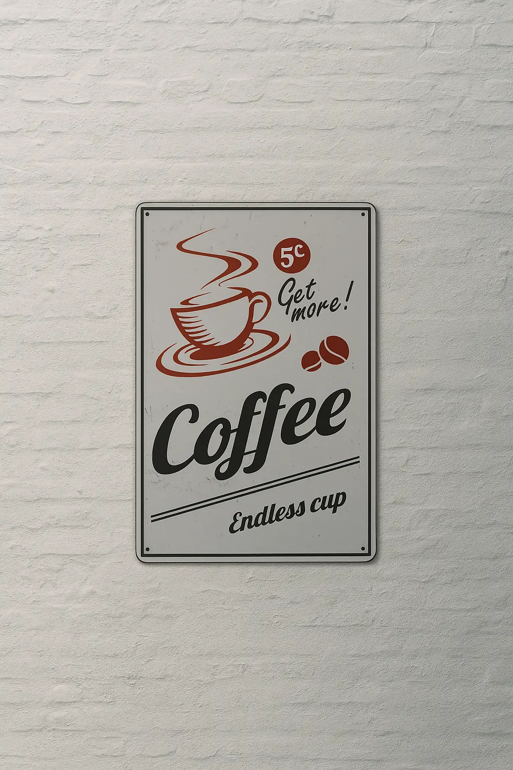 Get More Coffee Yazılı Beyaz Plaka