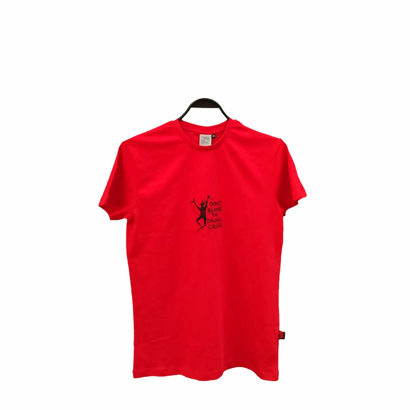 Kırmızı Baskılı Bisiklet Yaka T-Shirt