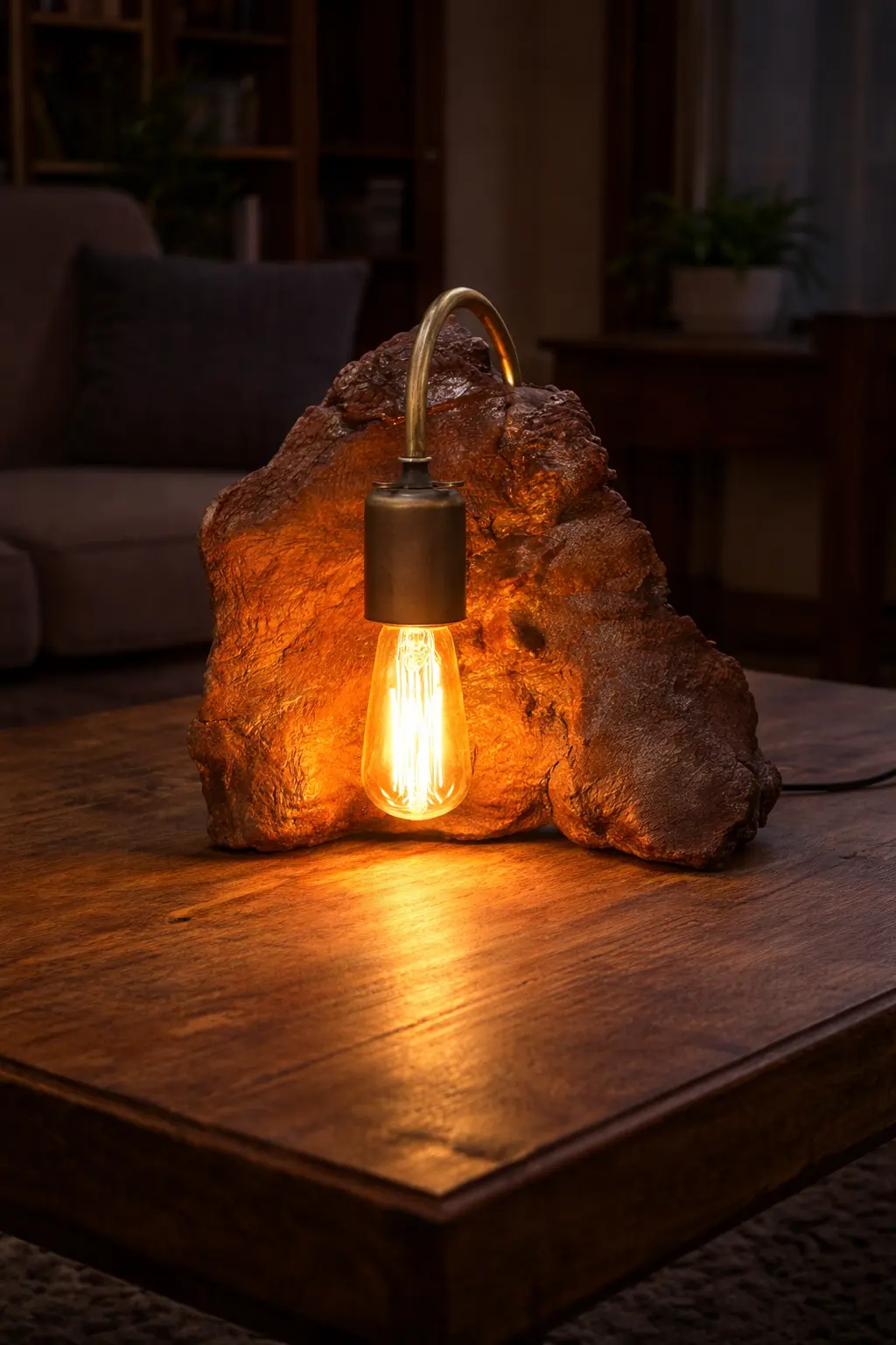 Doğal Ahşap Masa Lambası