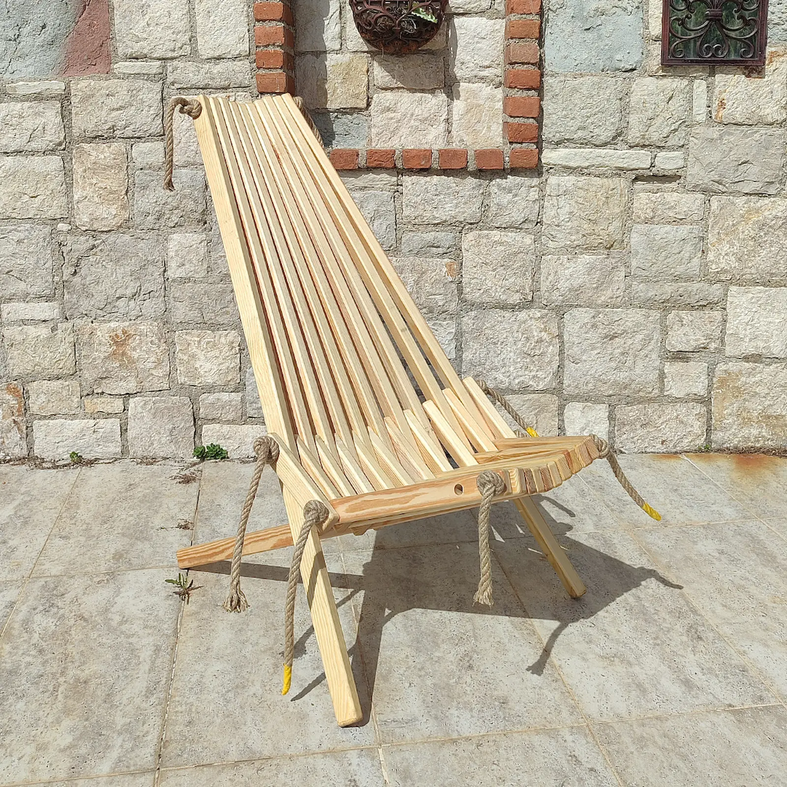 Doğal Ahşap Katlanır Şezlong