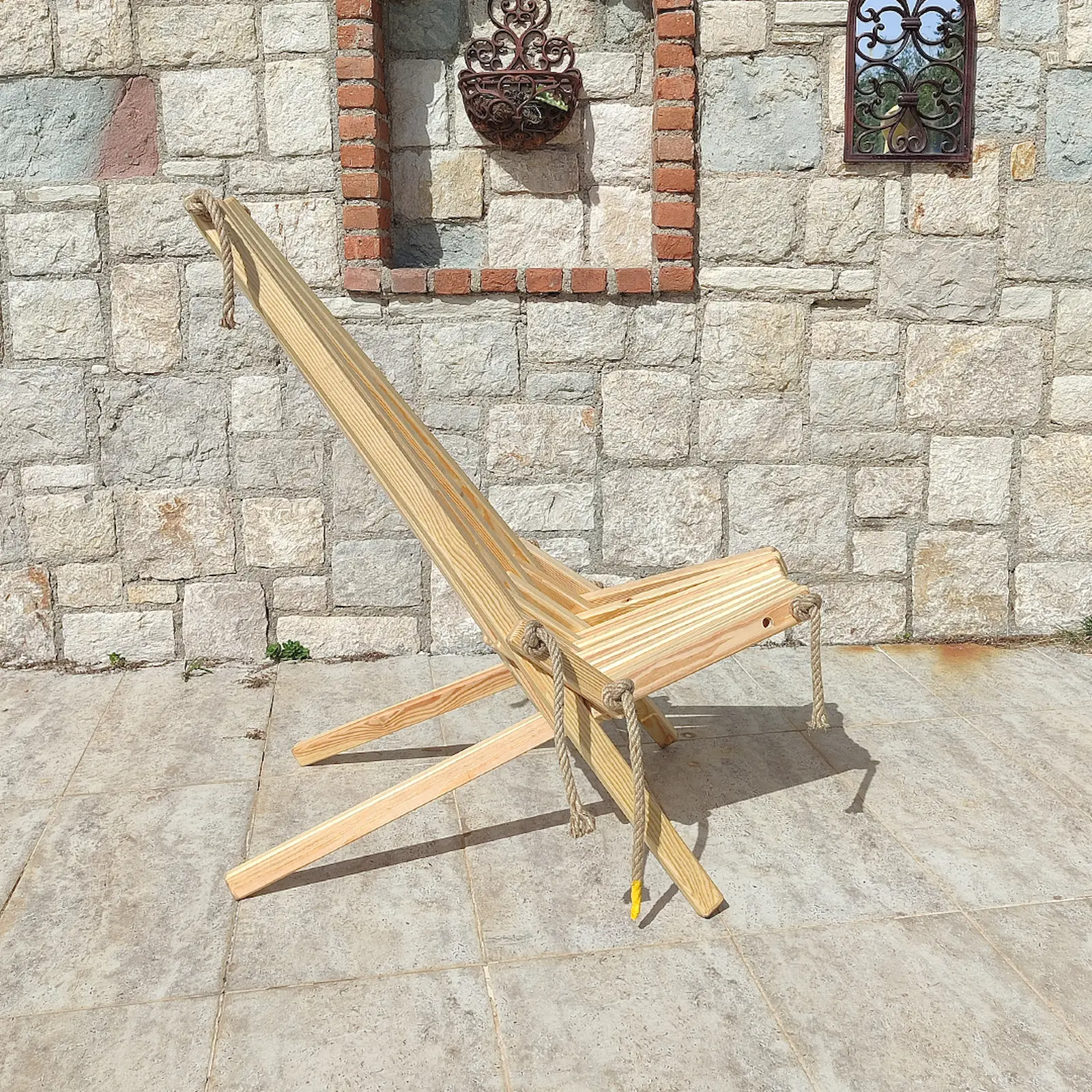 Doğal Ahşap Katlanır Şezlong