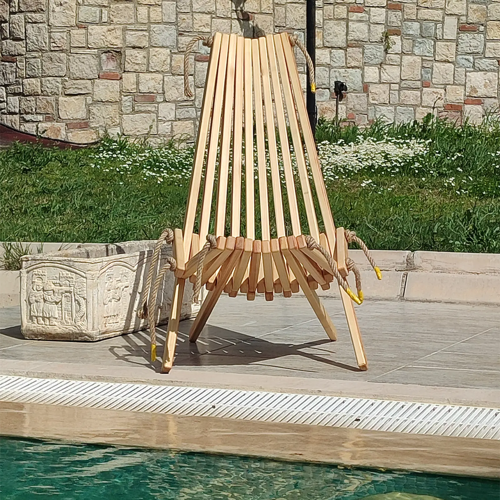 Doğal Ahşap Katlanır Şezlong