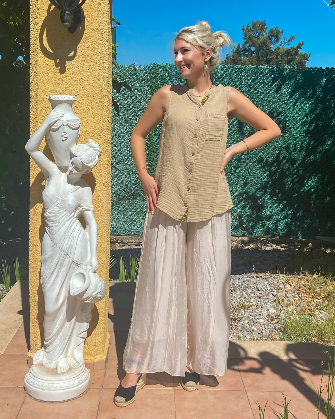 Krem İtalyan İpek Pantolon