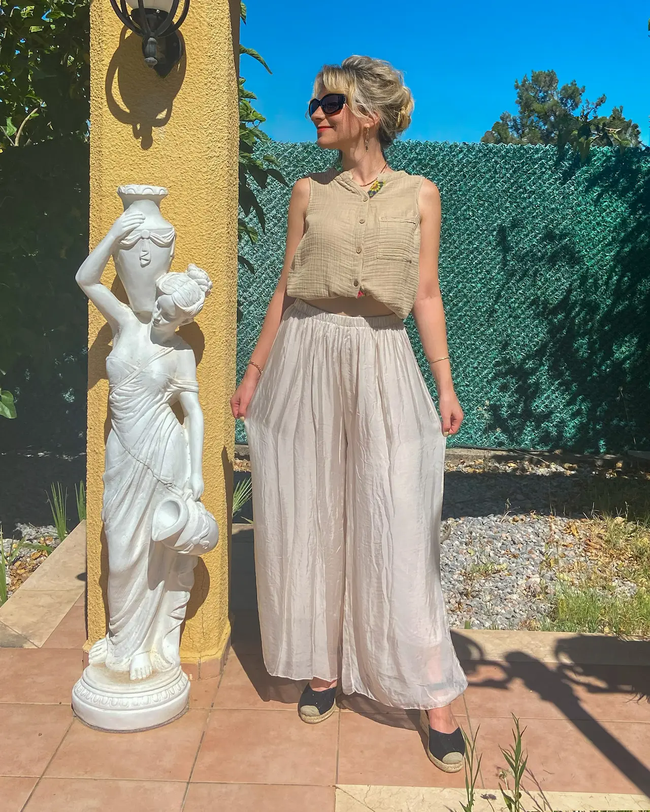 Krem İtalyan İpek Pantolon