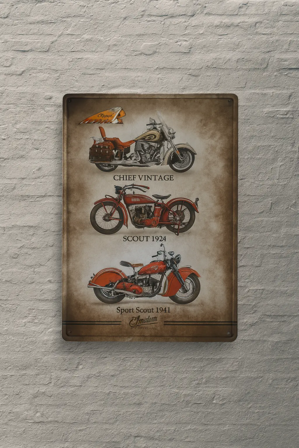 Chief Vintage Motor Detaylı Metal Plaka