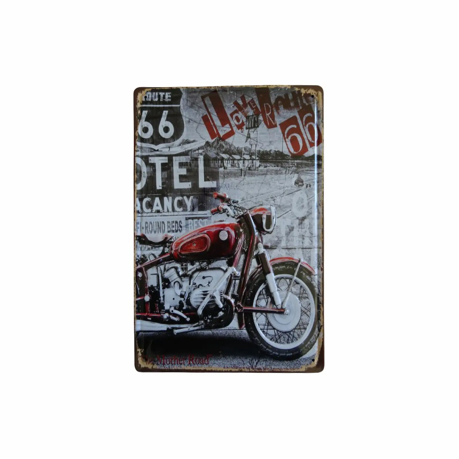 Route 66 Detaylı Metal Plaka