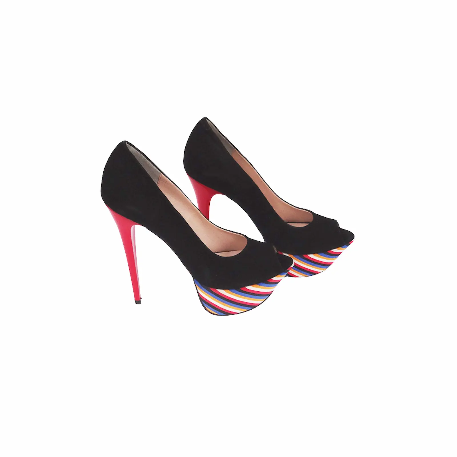 Siyah Süet Renkli Platform Topuklu Ayakkabı