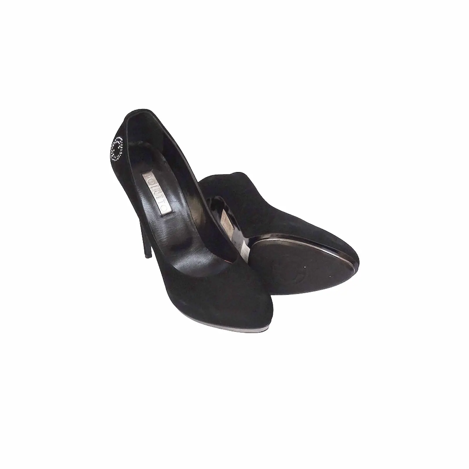 Siyah Süet Taş Detaylı Topuklu Ayakkabı