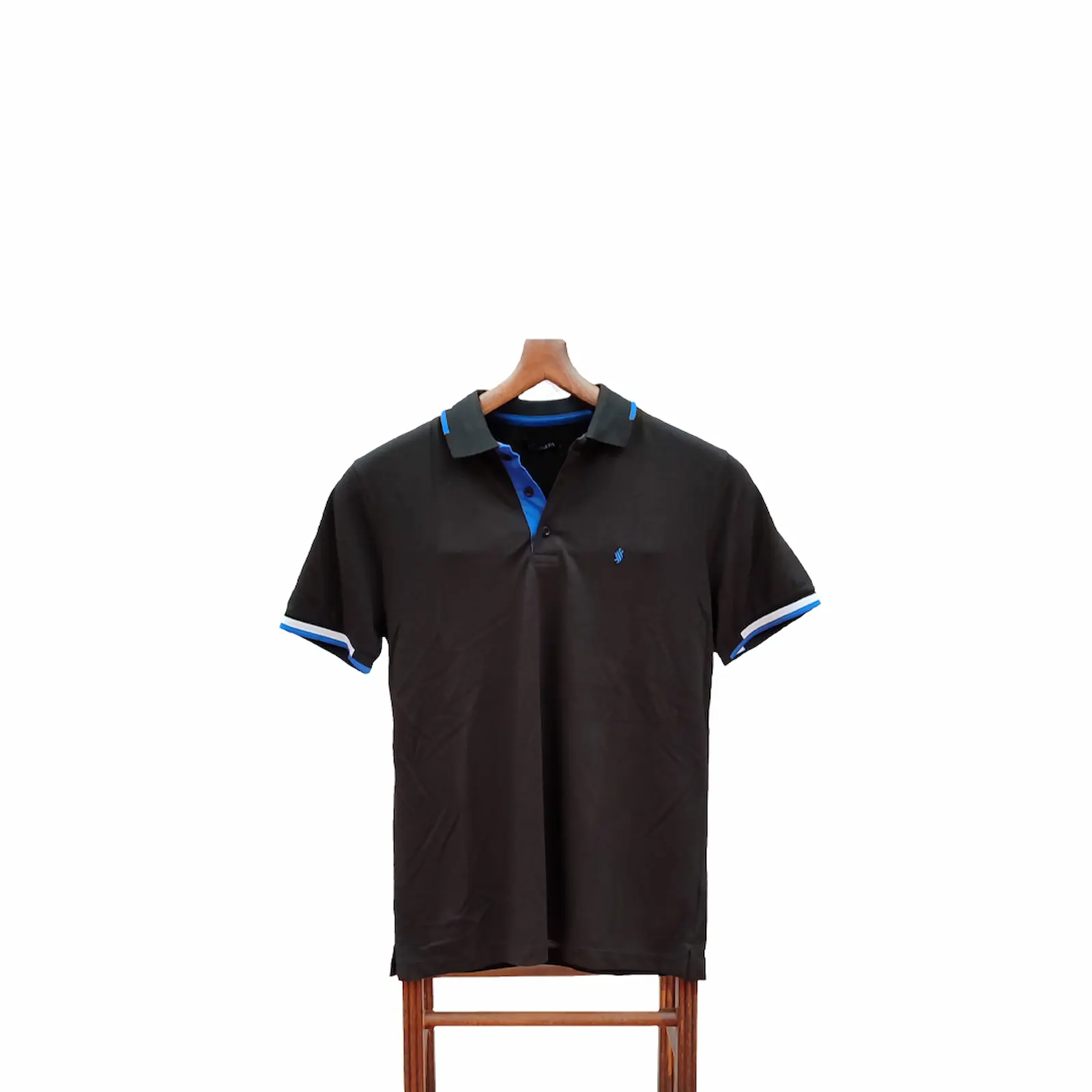 Siyah  Mavi Çizgili Polo Yaka T-Shirt