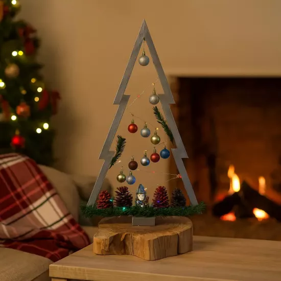 Gri Çerçeveli LED Işıklı Yılbaşı Ağacı Dekoru | Metta’s Shop