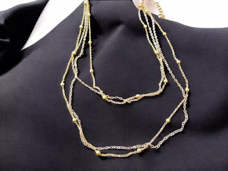 Altın Renkli Dört Katmanlı Zincir Kolye