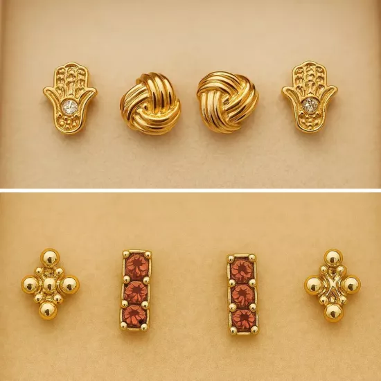 4’lü Altın Küpe Seti | Klasik & Şık Takı Seti