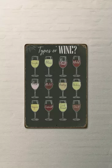 Types of Wine Detaylı Metal Plaka