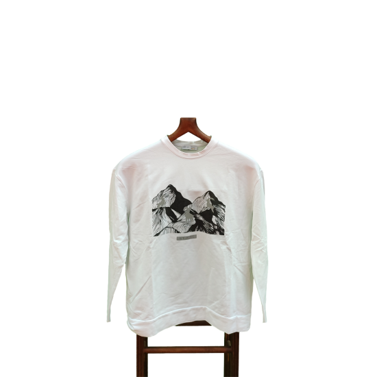 Beyaz Baskılı Sweatshirt