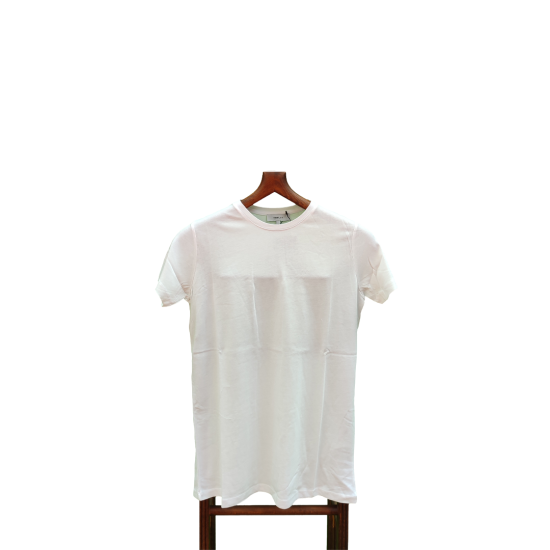 Beyaz Bisiklet Yaka T-Shirt