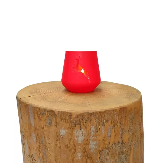 Kırmızı Geyik Desenli Mumluk | Mettas.shop