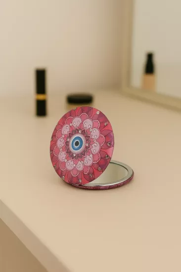 Nazar Boncuklu Mor-Pembe El Aynası