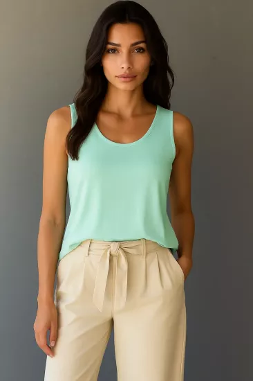 Mint Yeşili Kolsuz Bluz