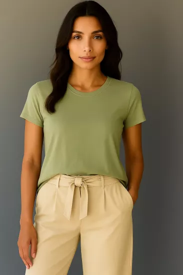 Bayan Haki Kısa Kollu Bluz