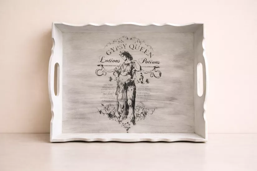 Vintage Gypsy Queen Ahşap Tepsi | Dekoratif Sunum ve Servis Tepsisi